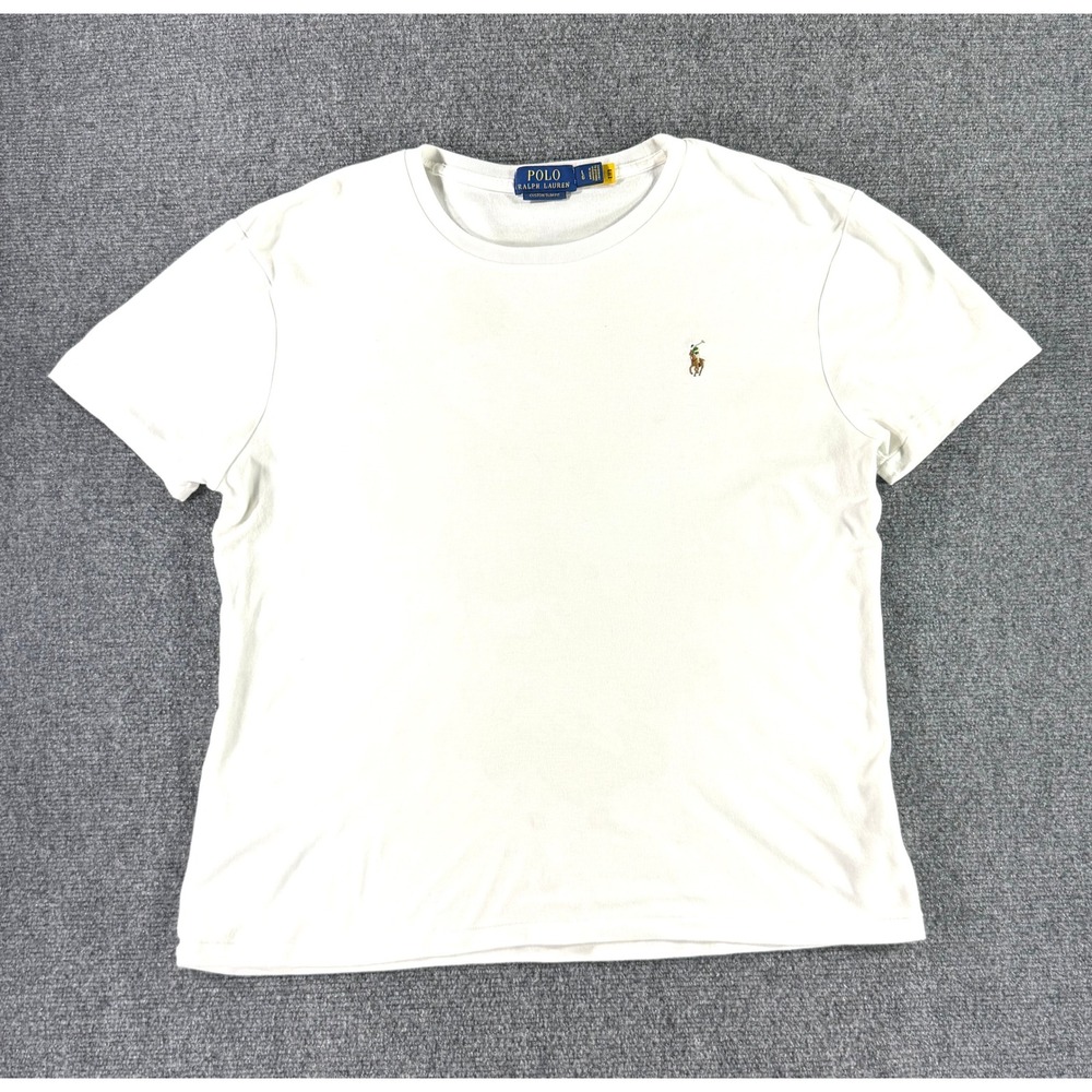 Polo Ralph Lauren Mens Custom Slim Fit T-Shirt White  Short Sleeve